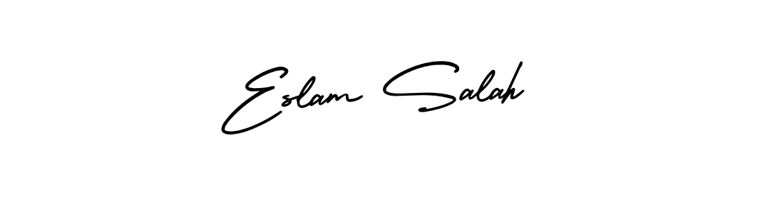 You should practise on your own different ways (AmerikaSignatureDemo-Regular) to write your name (Eslam Salah) in signature. don't let someone else do it for you. Eslam Salah signature style 3 images and pictures png