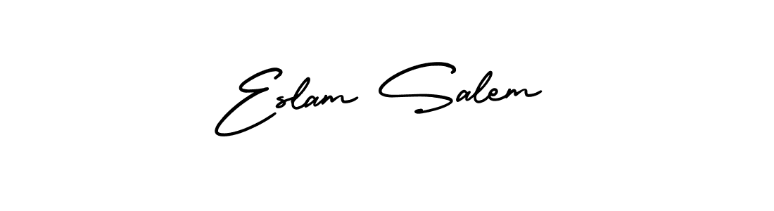 This is the best signature style for the Eslam Salem name. Also you like these signature font (AmerikaSignatureDemo-Regular). Mix name signature. Eslam Salem signature style 3 images and pictures png