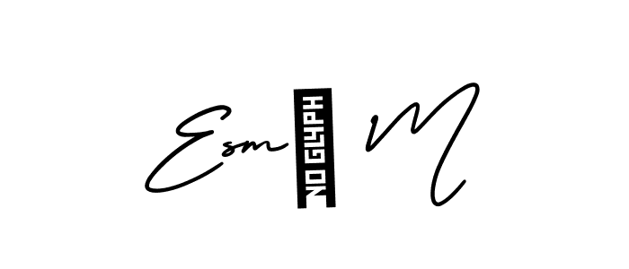 if you are searching for the best signature style for your name Esmé M. so please give up your signature search. here we have designed multiple signature styles  using AmerikaSignatureDemo-Regular. Esmé M signature style 3 images and pictures png