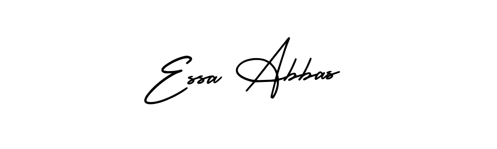 You should practise on your own different ways (AmerikaSignatureDemo-Regular) to write your name (Essa Abbas) in signature. don't let someone else do it for you. Essa Abbas signature style 3 images and pictures png