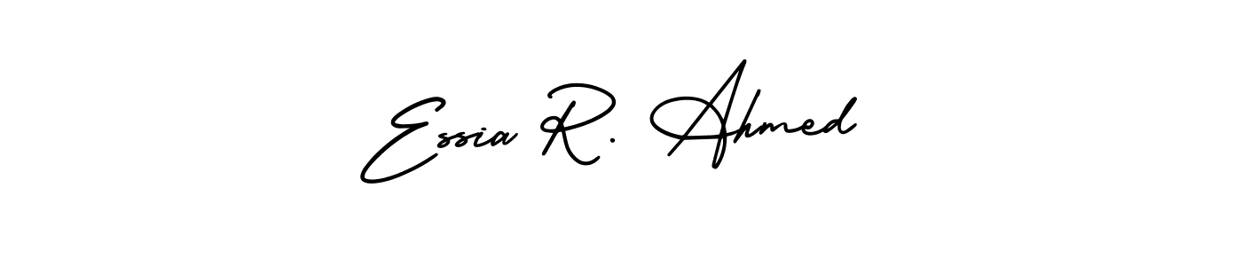 You should practise on your own different ways (AmerikaSignatureDemo-Regular) to write your name (Essia R. Ahmed) in signature. don't let someone else do it for you. Essia R. Ahmed signature style 3 images and pictures png