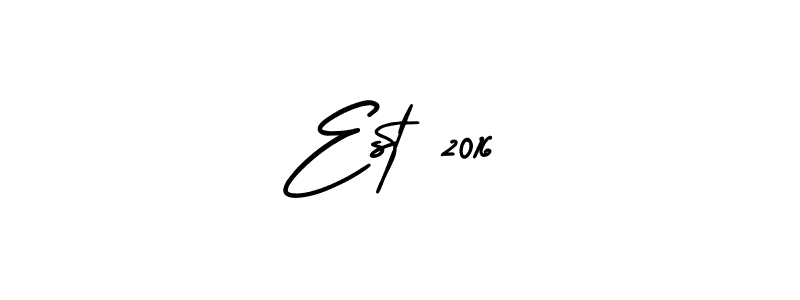 You should practise on your own different ways (AmerikaSignatureDemo-Regular) to write your name (Est 2016) in signature. don't let someone else do it for you. Est 2016 signature style 3 images and pictures png