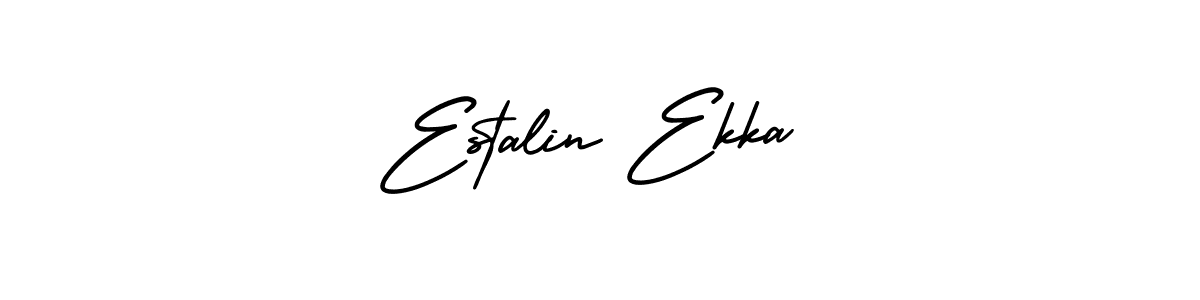 How to make Estalin Ekka name signature. Use AmerikaSignatureDemo-Regular style for creating short signs online. This is the latest handwritten sign. Estalin Ekka signature style 3 images and pictures png