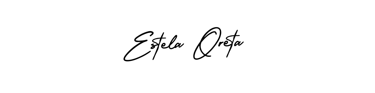 You should practise on your own different ways (AmerikaSignatureDemo-Regular) to write your name (Estela Oreta) in signature. don't let someone else do it for you. Estela Oreta signature style 3 images and pictures png
