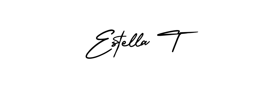 Use a signature maker to create a handwritten signature online. With this signature software, you can design (AmerikaSignatureDemo-Regular) your own signature for name Estella T. Estella T signature style 3 images and pictures png
