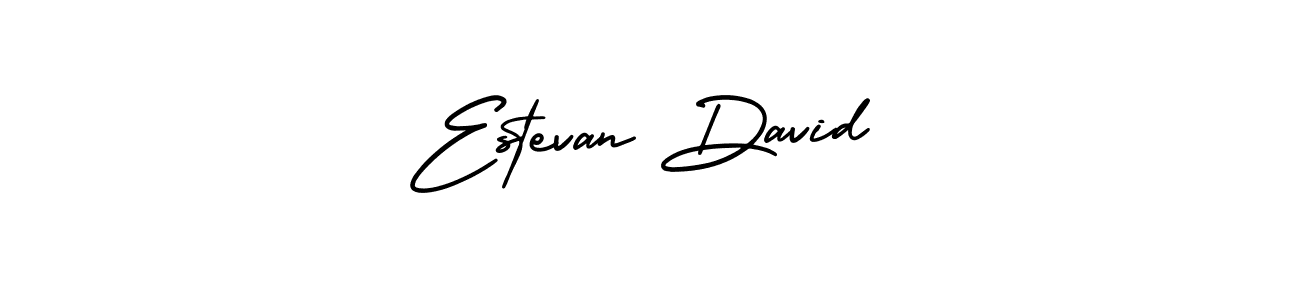 Estevan David stylish signature style. Best Handwritten Sign (AmerikaSignatureDemo-Regular) for my name. Handwritten Signature Collection Ideas for my name Estevan David. Estevan David signature style 3 images and pictures png