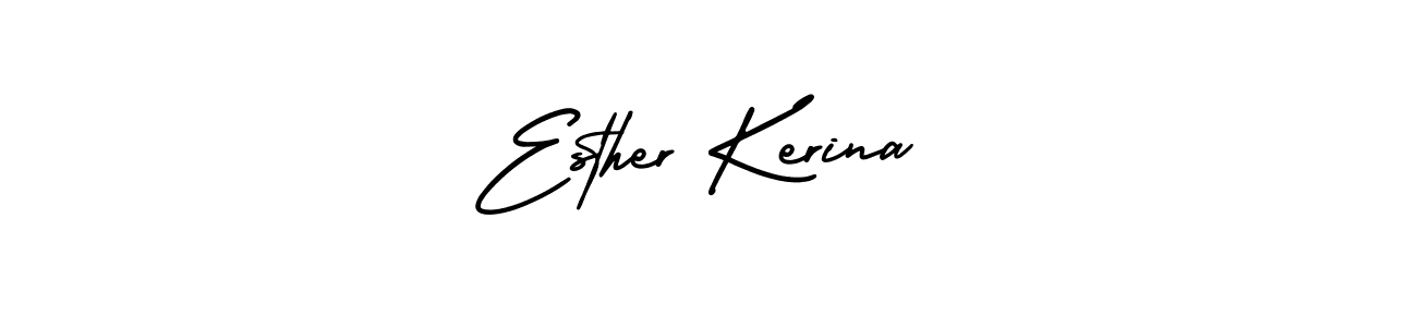 The best way (AmerikaSignatureDemo-Regular) to make a short signature is to pick only two or three words in your name. The name Esther Kerina include a total of six letters. For converting this name. Esther Kerina signature style 3 images and pictures png