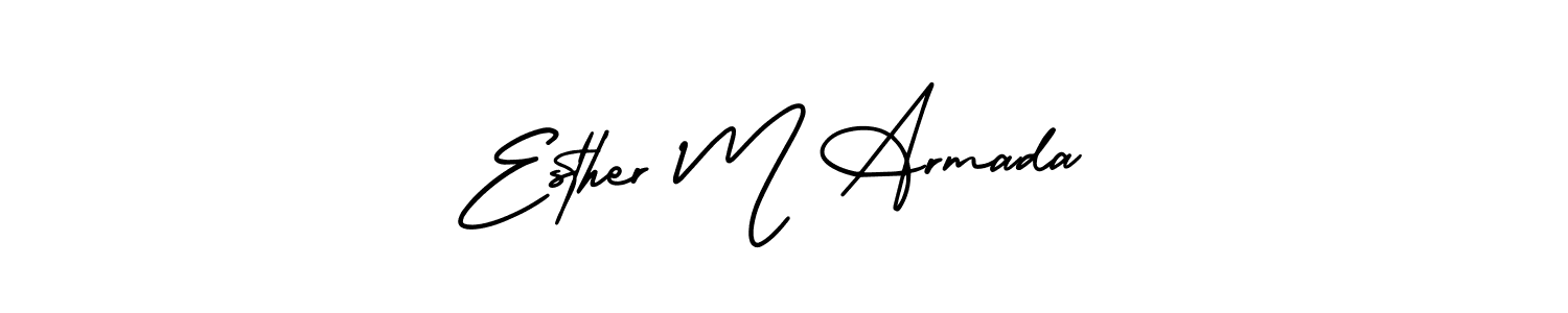 The best way (AmerikaSignatureDemo-Regular) to make a short signature is to pick only two or three words in your name. The name Esther M Armada include a total of six letters. For converting this name. Esther M Armada signature style 3 images and pictures png