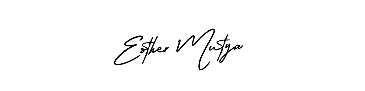 The best way (AmerikaSignatureDemo-Regular) to make a short signature is to pick only two or three words in your name. The name Esther Mutya include a total of six letters. For converting this name. Esther Mutya signature style 3 images and pictures png