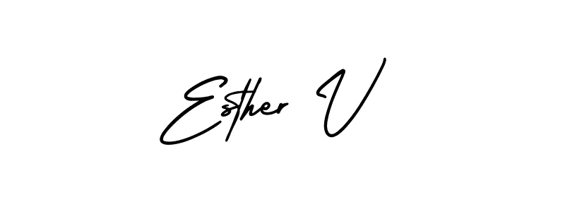 Make a beautiful signature design for name Esther V. With this signature (AmerikaSignatureDemo-Regular) style, you can create a handwritten signature for free. Esther V signature style 3 images and pictures png