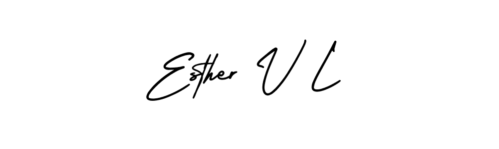 The best way (AmerikaSignatureDemo-Regular) to make a short signature is to pick only two or three words in your name. The name Esther V L include a total of six letters. For converting this name. Esther V L signature style 3 images and pictures png
