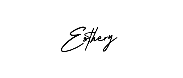Similarly AmerikaSignatureDemo-Regular is the best handwritten signature design. Signature creator online .You can use it as an online autograph creator for name Esthery. Esthery signature style 3 images and pictures png