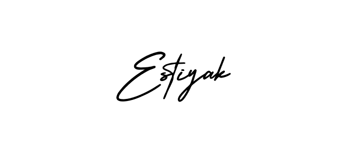 This is the best signature style for the Estiyak name. Also you like these signature font (AmerikaSignatureDemo-Regular). Mix name signature. Estiyak signature style 3 images and pictures png