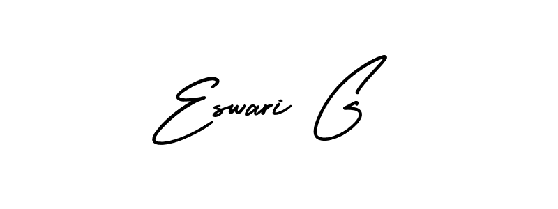 You should practise on your own different ways (AmerikaSignatureDemo-Regular) to write your name (Eswari G) in signature. don't let someone else do it for you. Eswari G signature style 3 images and pictures png