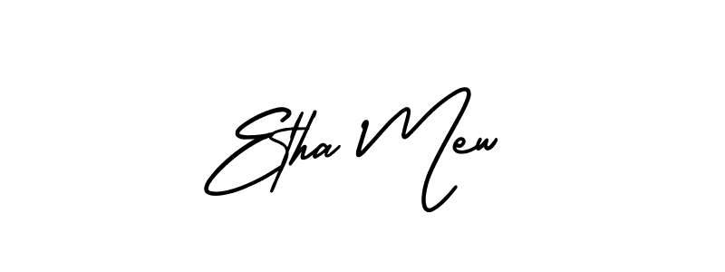 You should practise on your own different ways (AmerikaSignatureDemo-Regular) to write your name (Etha Mew) in signature. don't let someone else do it for you. Etha Mew signature style 3 images and pictures png