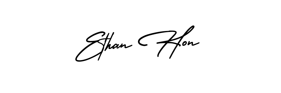 Ethan Hon stylish signature style. Best Handwritten Sign (AmerikaSignatureDemo-Regular) for my name. Handwritten Signature Collection Ideas for my name Ethan Hon. Ethan Hon signature style 3 images and pictures png