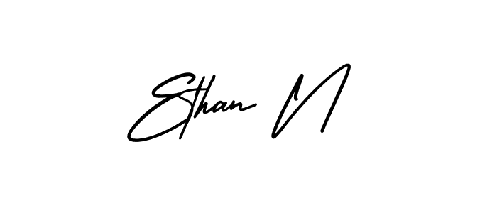 Ethan N stylish signature style. Best Handwritten Sign (AmerikaSignatureDemo-Regular) for my name. Handwritten Signature Collection Ideas for my name Ethan N. Ethan N signature style 3 images and pictures png