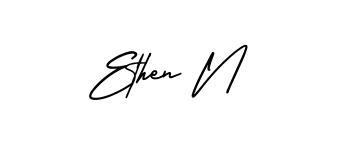 How to make Ethen N name signature. Use AmerikaSignatureDemo-Regular style for creating short signs online. This is the latest handwritten sign. Ethen N signature style 3 images and pictures png