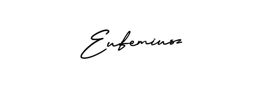 You should practise on your own different ways (AmerikaSignatureDemo-Regular) to write your name (Eufemiusz) in signature. don't let someone else do it for you. Eufemiusz signature style 3 images and pictures png