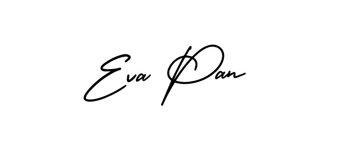 You should practise on your own different ways (AmerikaSignatureDemo-Regular) to write your name (Eva Pan) in signature. don't let someone else do it for you. Eva Pan signature style 3 images and pictures png