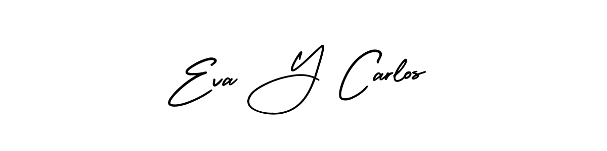 This is the best signature style for the Eva Y Carlos name. Also you like these signature font (AmerikaSignatureDemo-Regular). Mix name signature. Eva Y Carlos signature style 3 images and pictures png