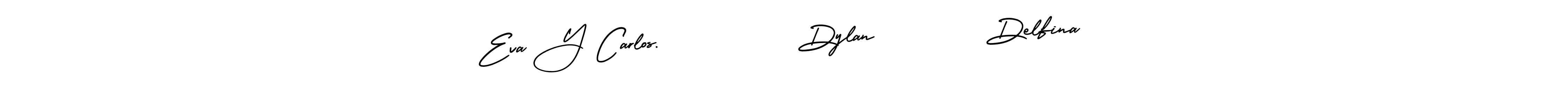 Use a signature maker to create a handwritten signature online. With this signature software, you can design (AmerikaSignatureDemo-Regular) your own signature for name Eva Y Carlos.           Dylan         Delfina. Eva Y Carlos.           Dylan         Delfina signature style 3 images and pictures png