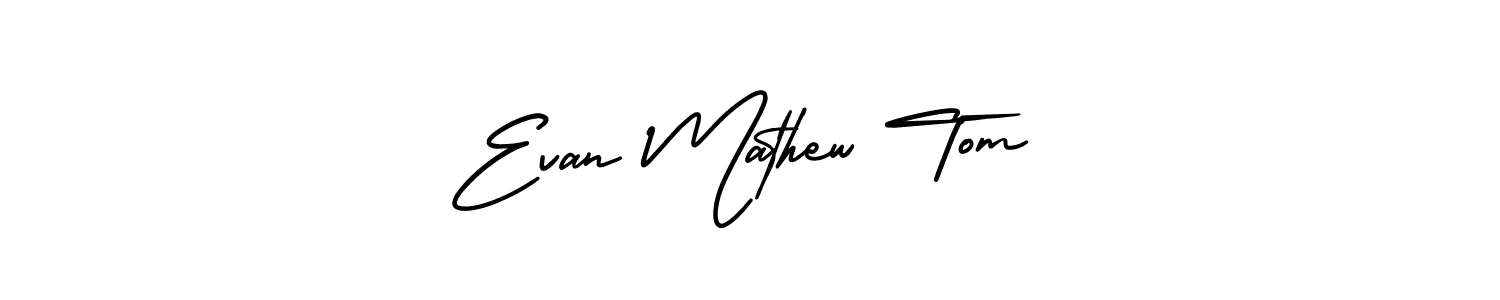 The best way (AmerikaSignatureDemo-Regular) to make a short signature is to pick only two or three words in your name. The name Evan Mathew Tom include a total of six letters. For converting this name. Evan Mathew Tom signature style 3 images and pictures png