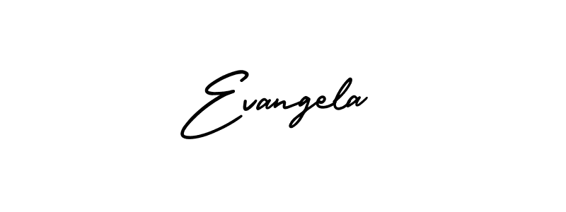 The best way (AmerikaSignatureDemo-Regular) to make a short signature is to pick only two or three words in your name. The name Evangela include a total of six letters. For converting this name. Evangela signature style 3 images and pictures png