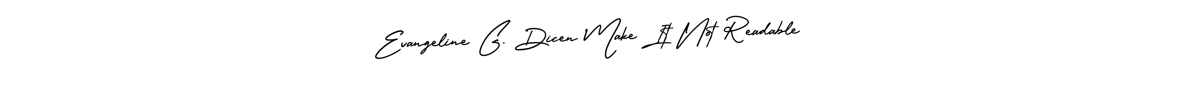 It looks lik you need a new signature style for name Evangeline G. Dicen Make It Not Readable. Design unique handwritten (AmerikaSignatureDemo-Regular) signature with our free signature maker in just a few clicks. Evangeline G. Dicen Make It Not Readable signature style 3 images and pictures png