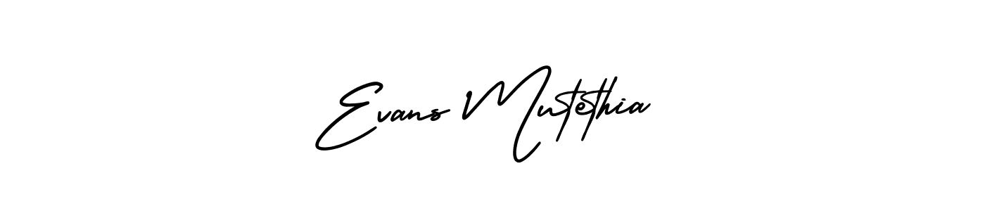 How to make Evans Mutethia name signature. Use AmerikaSignatureDemo-Regular style for creating short signs online. This is the latest handwritten sign. Evans Mutethia signature style 3 images and pictures png