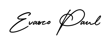 Discover how Evasco Paul looks in an executive cursive font (AmerikaSignatureDemo-Regular). Perfect for legal documents, invoices, and certificates. Evasco Paul signature style 3 images and pictures png