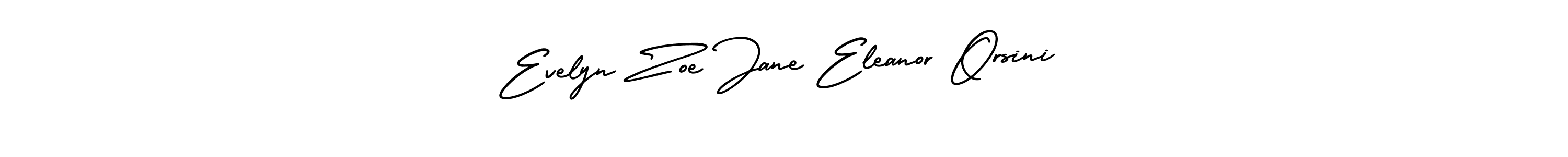 This is the best signature style for the Evelyn Zoe Jane Eleanor Orsini name. Also you like these signature font (AmerikaSignatureDemo-Regular). Mix name signature. Evelyn Zoe Jane Eleanor Orsini signature style 3 images and pictures png