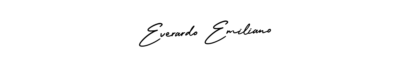 The best way (AmerikaSignatureDemo-Regular) to make a short signature is to pick only two or three words in your name. The name Everardo Emiliano include a total of six letters. For converting this name. Everardo Emiliano signature style 3 images and pictures png