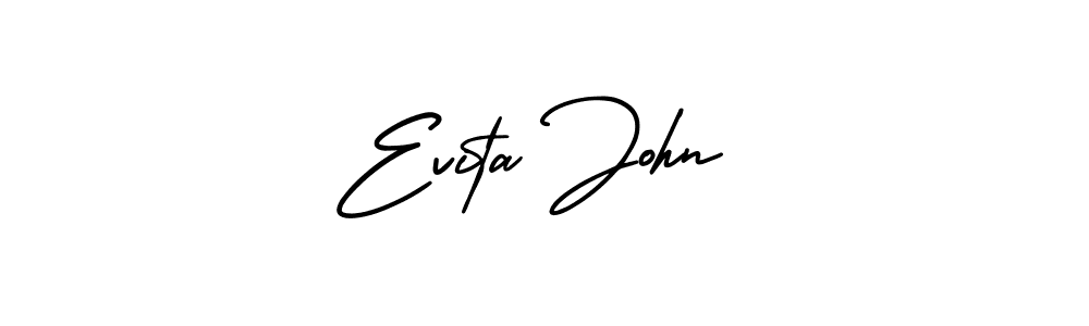 How to make Evita John name signature. Use AmerikaSignatureDemo-Regular style for creating short signs online. This is the latest handwritten sign. Evita John signature style 3 images and pictures png