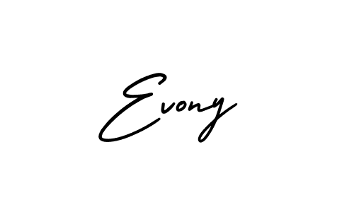 Create a beautiful signature design for name Evony. With this signature (AmerikaSignatureDemo-Regular) fonts, you can make a handwritten signature for free. Evony signature style 3 images and pictures png