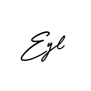 You should practise on your own different ways (AmerikaSignatureDemo-Regular) to write your name (Eyl) in signature. don't let someone else do it for you. Eyl signature style 3 images and pictures png