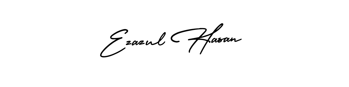 You should practise on your own different ways (AmerikaSignatureDemo-Regular) to write your name (Ezazul Hasan) in signature. don't let someone else do it for you. Ezazul Hasan signature style 3 images and pictures png