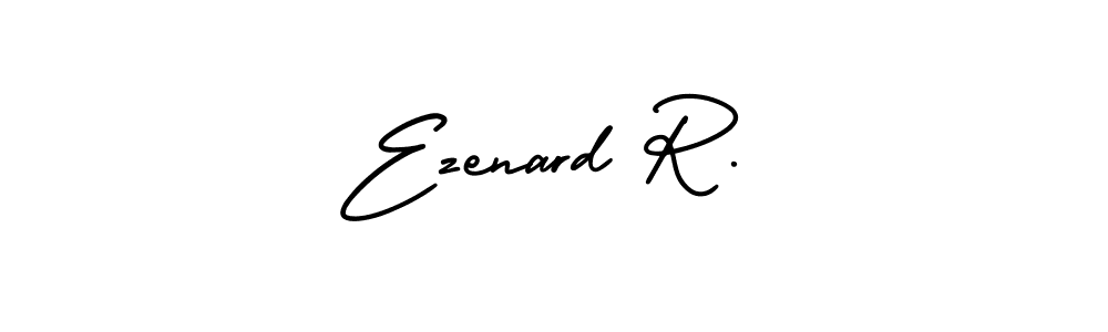 You should practise on your own different ways (AmerikaSignatureDemo-Regular) to write your name (Ezenard R.) in signature. don't let someone else do it for you. Ezenard R. signature style 3 images and pictures png