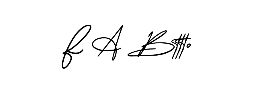 How to make F A Bttto name signature. Use AmerikaSignatureDemo-Regular style for creating short signs online. This is the latest handwritten sign. F A Bttto signature style 3 images and pictures png