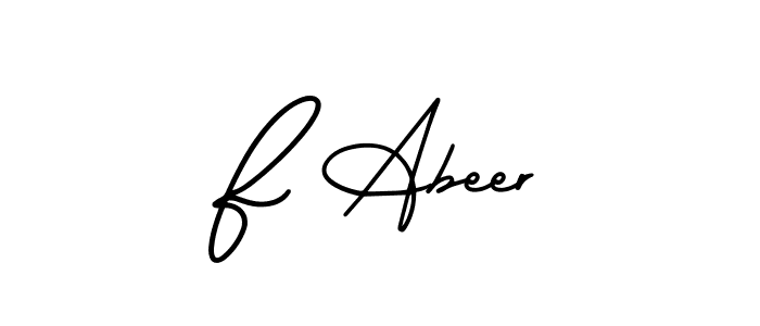 Make a beautiful signature design for name F Abeer. With this signature (AmerikaSignatureDemo-Regular) style, you can create a handwritten signature for free. F Abeer signature style 3 images and pictures png
