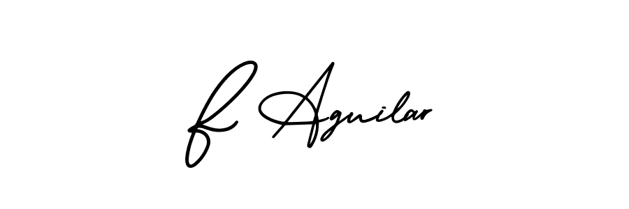 The best way (AmerikaSignatureDemo-Regular) to make a short signature is to pick only two or three words in your name. The name F Aguilar include a total of six letters. For converting this name. F Aguilar signature style 3 images and pictures png