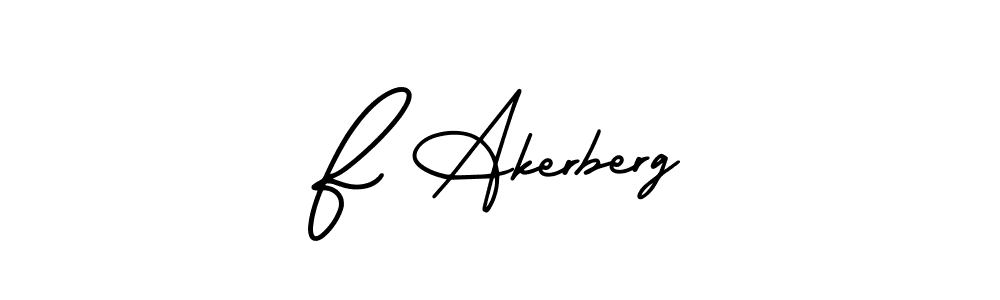 The best way (AmerikaSignatureDemo-Regular) to make a short signature is to pick only two or three words in your name. The name F Akerberg include a total of six letters. For converting this name. F Akerberg signature style 3 images and pictures png