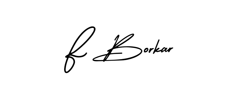Create a beautiful signature design for name F Borkar. With this signature (AmerikaSignatureDemo-Regular) fonts, you can make a handwritten signature for free. F Borkar signature style 3 images and pictures png