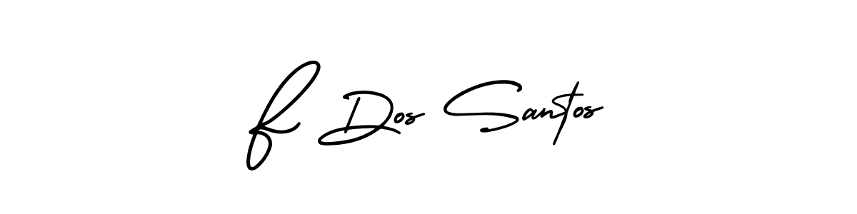 How to make F Dos Santos name signature. Use AmerikaSignatureDemo-Regular style for creating short signs online. This is the latest handwritten sign. F Dos Santos signature style 3 images and pictures png