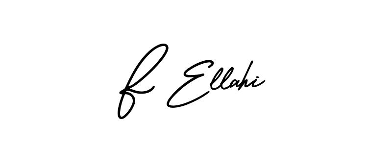 How to make F Ellahi name signature. Use AmerikaSignatureDemo-Regular style for creating short signs online. This is the latest handwritten sign. F Ellahi signature style 3 images and pictures png