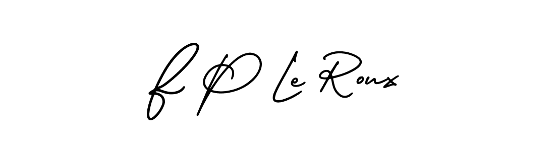 The best way (AmerikaSignatureDemo-Regular) to make a short signature is to pick only two or three words in your name. The name F P Le Roux include a total of six letters. For converting this name. F P Le Roux signature style 3 images and pictures png