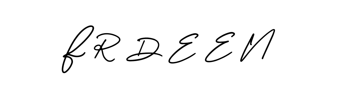 Use a signature maker to create a handwritten signature online. With this signature software, you can design (AmerikaSignatureDemo-Regular) your own signature for name F R D E E N. F R D E E N signature style 3 images and pictures png