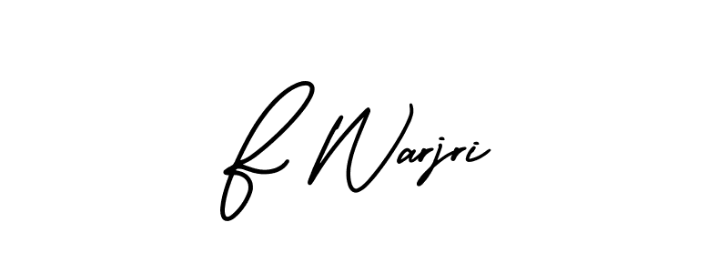 How to make F Warjri name signature. Use AmerikaSignatureDemo-Regular style for creating short signs online. This is the latest handwritten sign. F Warjri signature style 3 images and pictures png