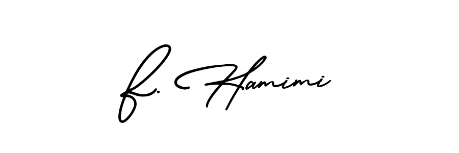 How to make F. Hamimi name signature. Use AmerikaSignatureDemo-Regular style for creating short signs online. This is the latest handwritten sign. F. Hamimi signature style 3 images and pictures png