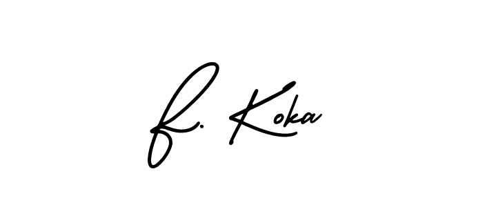 This is the best signature style for the F. Koka name. Also you like these signature font (AmerikaSignatureDemo-Regular). Mix name signature. F. Koka signature style 3 images and pictures png